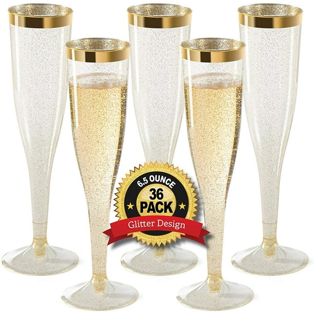 Modern Elegant Party Champagne Flute Glasses in Rose Gold-Tone Finish Set of 4
